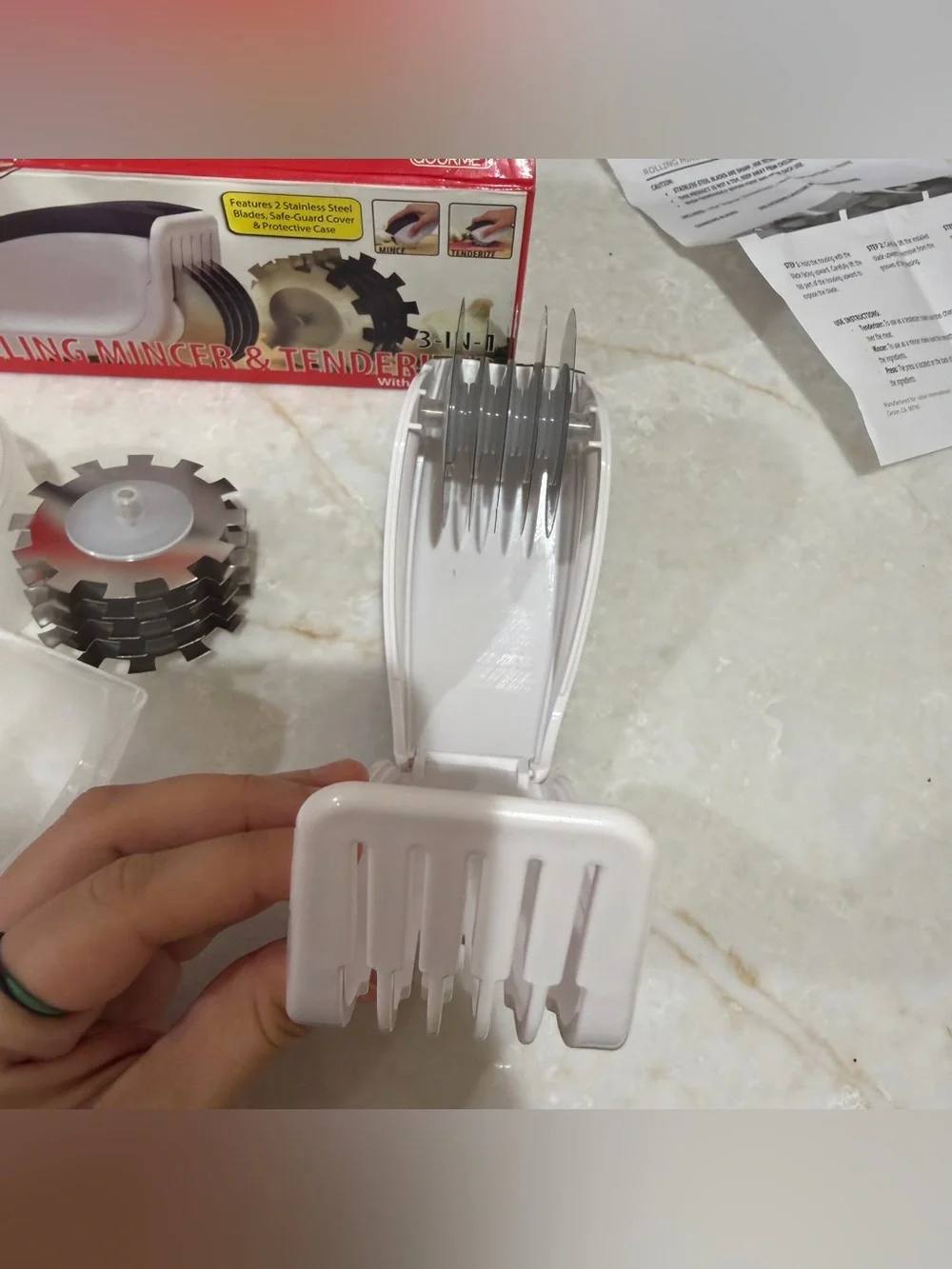 Handy Gourmet JB6763 Rolling Mincer & Tenderizer, White And Black
